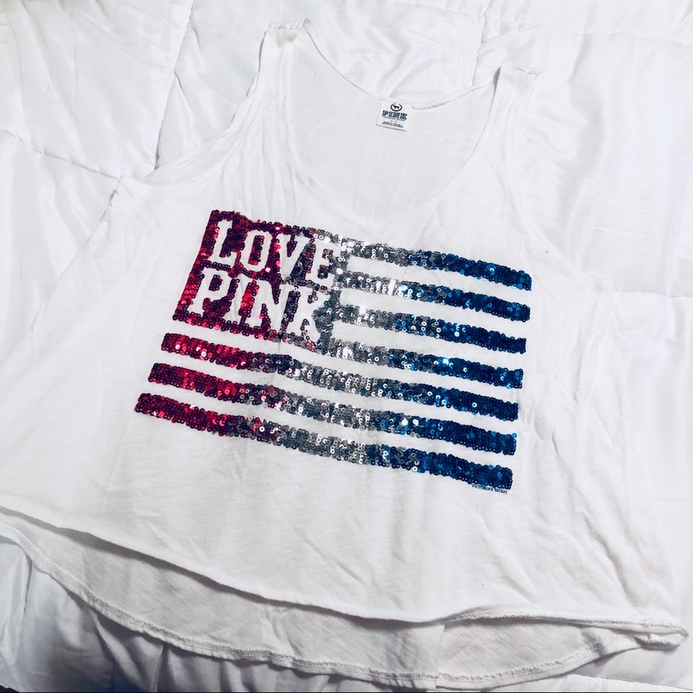 VS PINK sequin 4th of July American Flag Tank Top